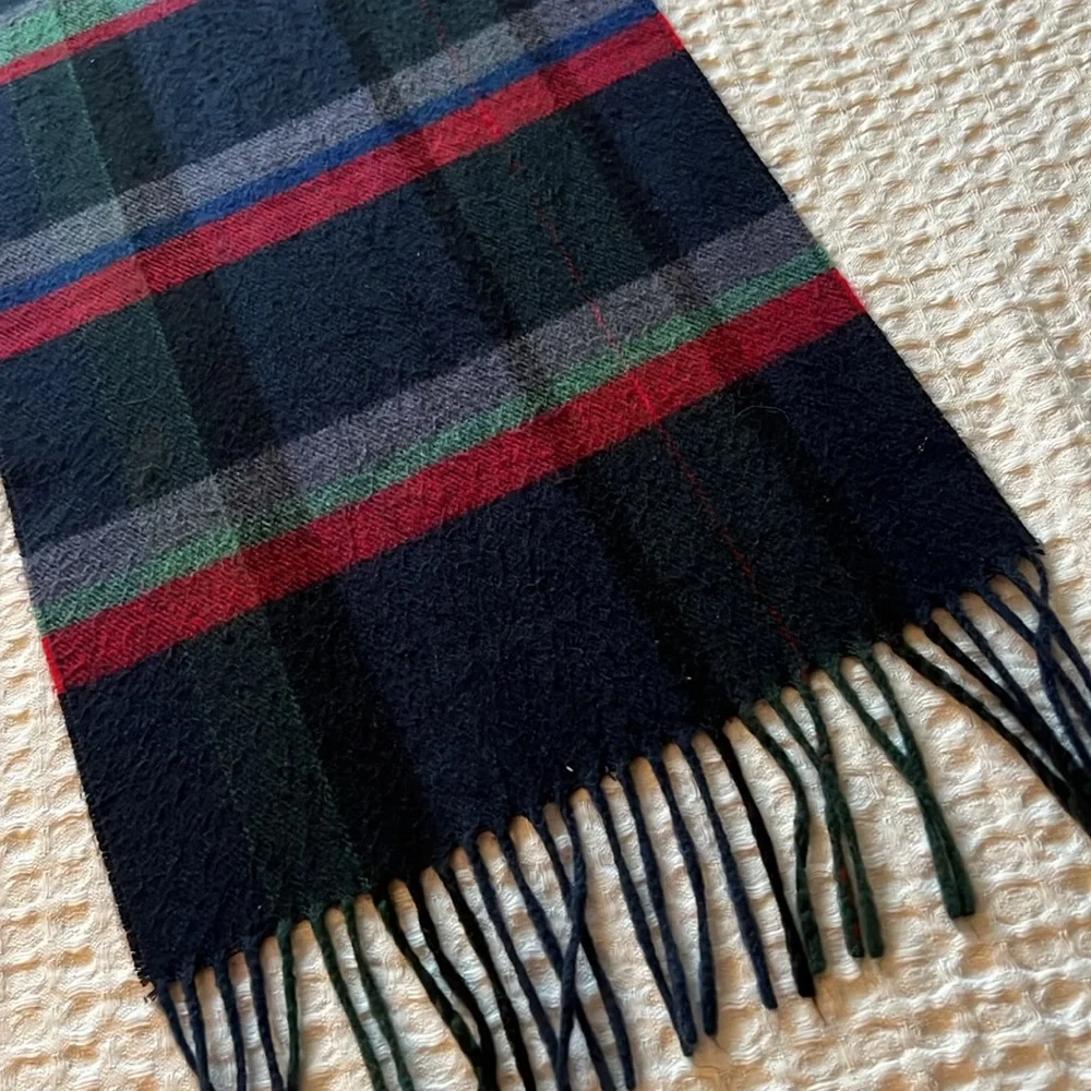 “Cashmaire” Vintage Plaid Fringe Scarf by Christian Dior Monsieur